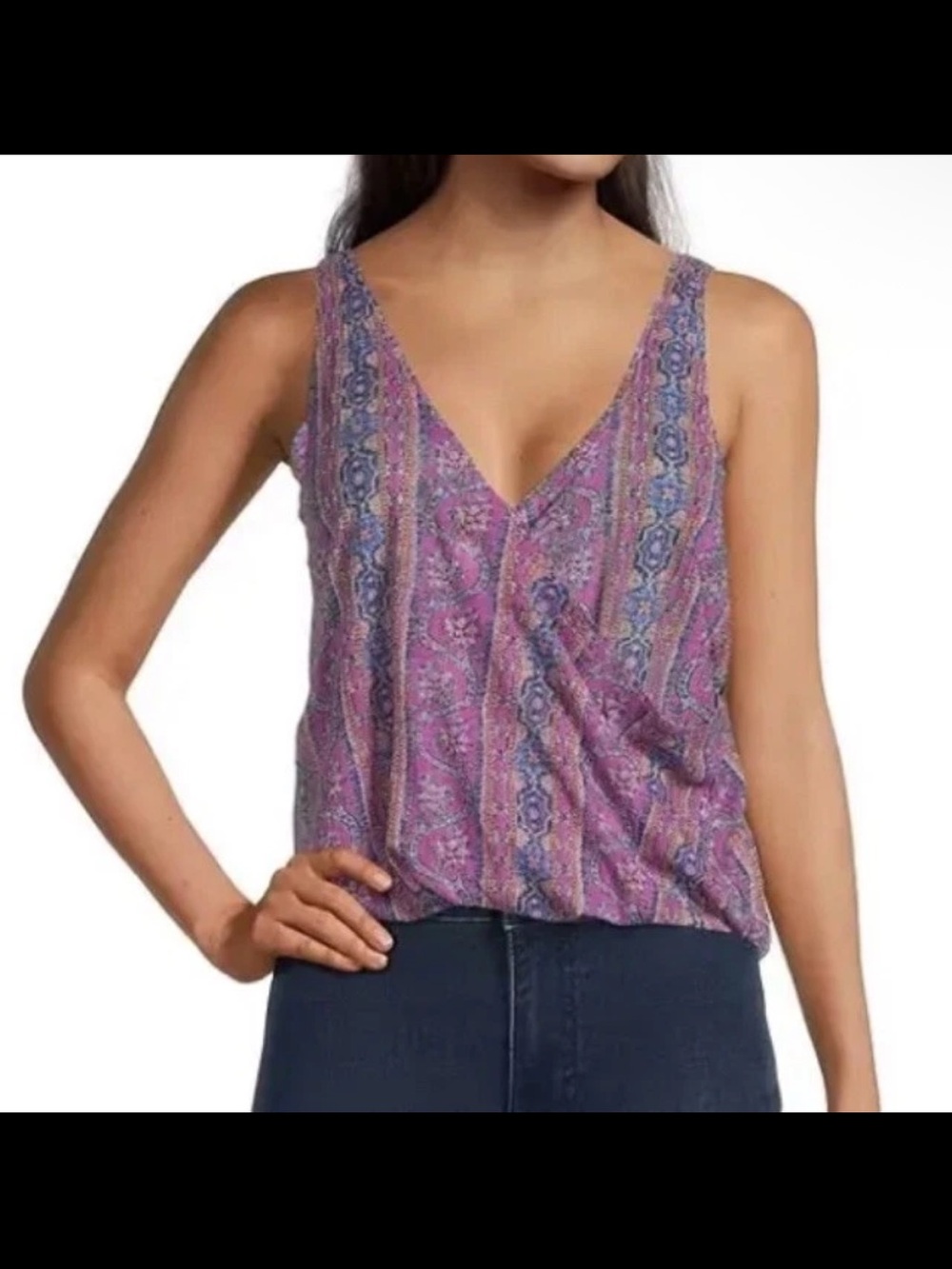 Free People Purple Paisley V-Neck Camisole Size Small BNWOT